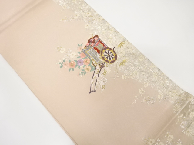 JAPANESE KIMONO / ANTIQUE FUKURO OBI / SILK / EMBROIDERY / CARRIAGE